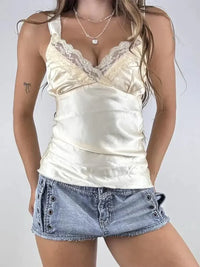 Lace Trim V - Neck Satin Cami Top - Update AvenueTanks & CamisTrendsi10010076462185010010076462185071780ca5 - 84c7 - 49b3 - 86a7 - 15485d81a574 - Max - OriginPastel Yellow