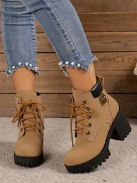 Lace Up Block Heel Boots
