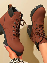 Lace Up Block Heel Boots