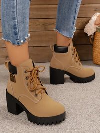 Lace Up Block Heel Boots
