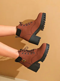 Lace Up Block Heel Boots