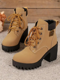 Lace Up Block Heel Boots