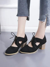 Lace-Up Block Heel Pumps