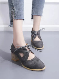 Lace-Up Block Heel Pumps