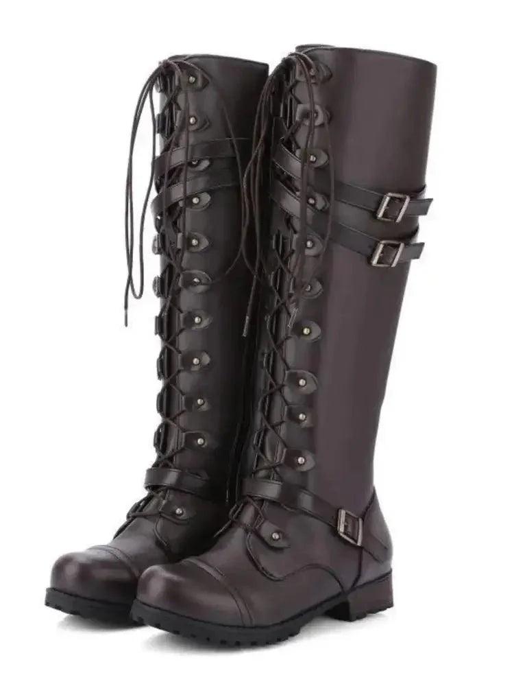 Lace - Up Boots with Buckle Straps - Update AvenueTrendsi100600450609990100600450609990Lace - Up Boots with Buckle StrapsDark Brown