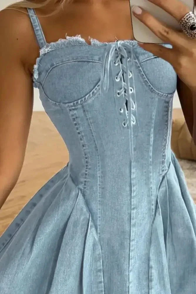 Lace Up Denim Cami Dress - Update AvenueDenim Dresses & SkirtsTrendsi10010040771150910010040771150919f35b96 - 0bea - 47b8 - a5df - 60f9ad87313e - Max - OriginLight Blue
