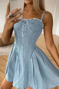 Lace Up Denim Cami Dress - Update AvenueDenim Dresses & SkirtsTrendsi1001004077115091001004077115099de29825 - 2c06 - 4f1a - 8134 - f4df1d57ad88 - Max - OriginLight Blue