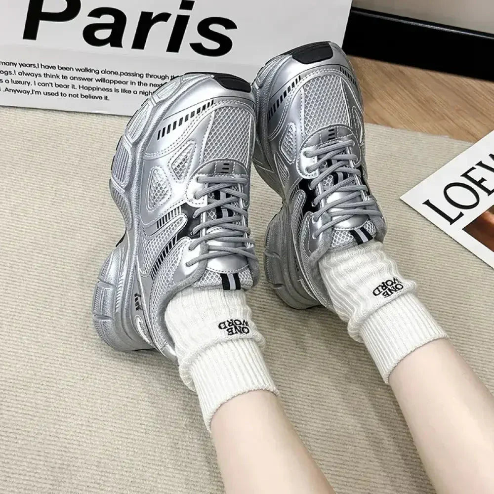 Lace Up Platform Athletic Shoes - Update AvenueTrendsi100600850151403100600850151403Lace Up Platform Athletic ShoesSilver