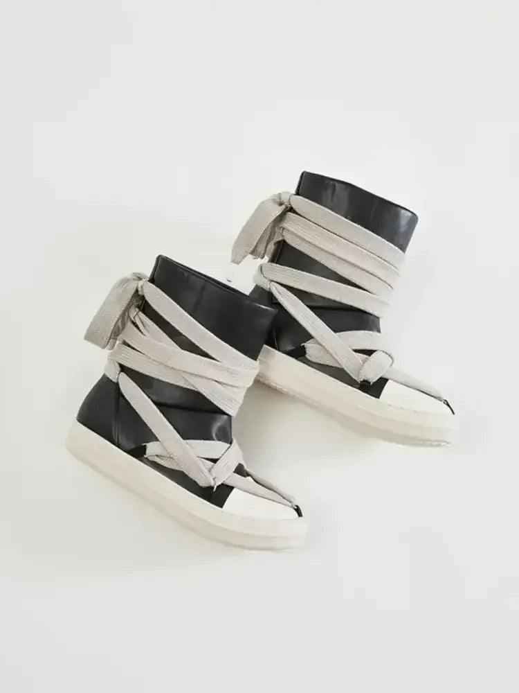 Lace-Up Round Neck Sneaker Boots