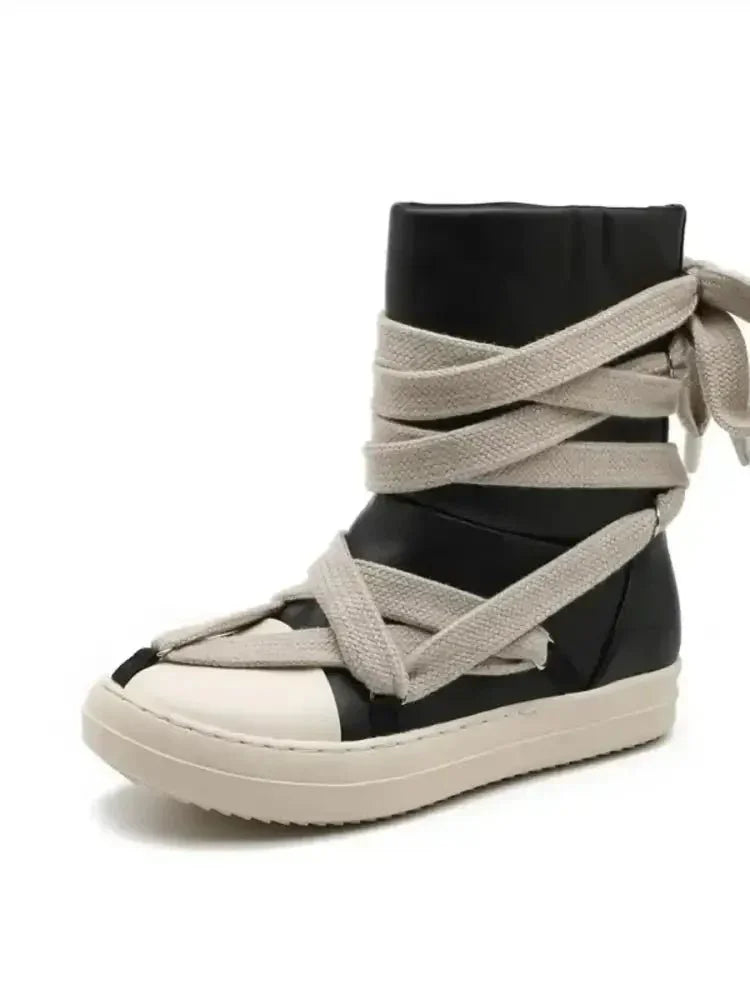 Lace - Up Round Neck Sneaker Boots - Update AvenueTrendsi100600176517902100600176517902Lace - Up Round Neck Sneaker BootsBlack