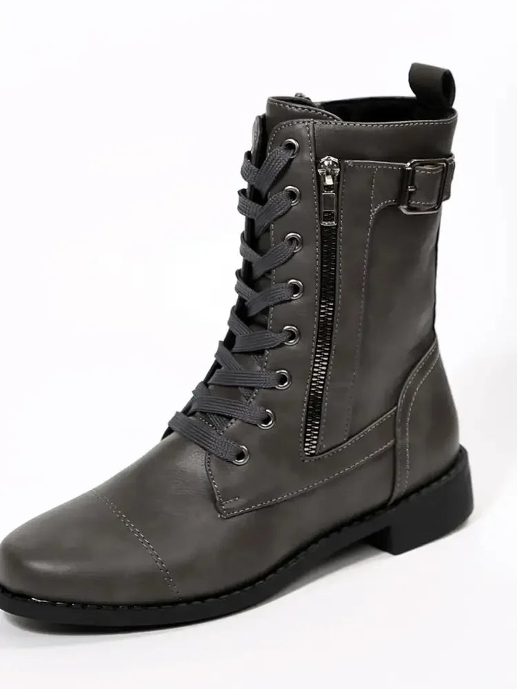 Lace Up Round Toe Boots