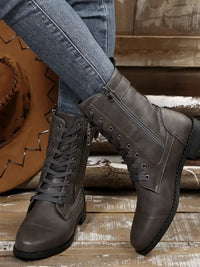 Lace Up Round Toe Boots
