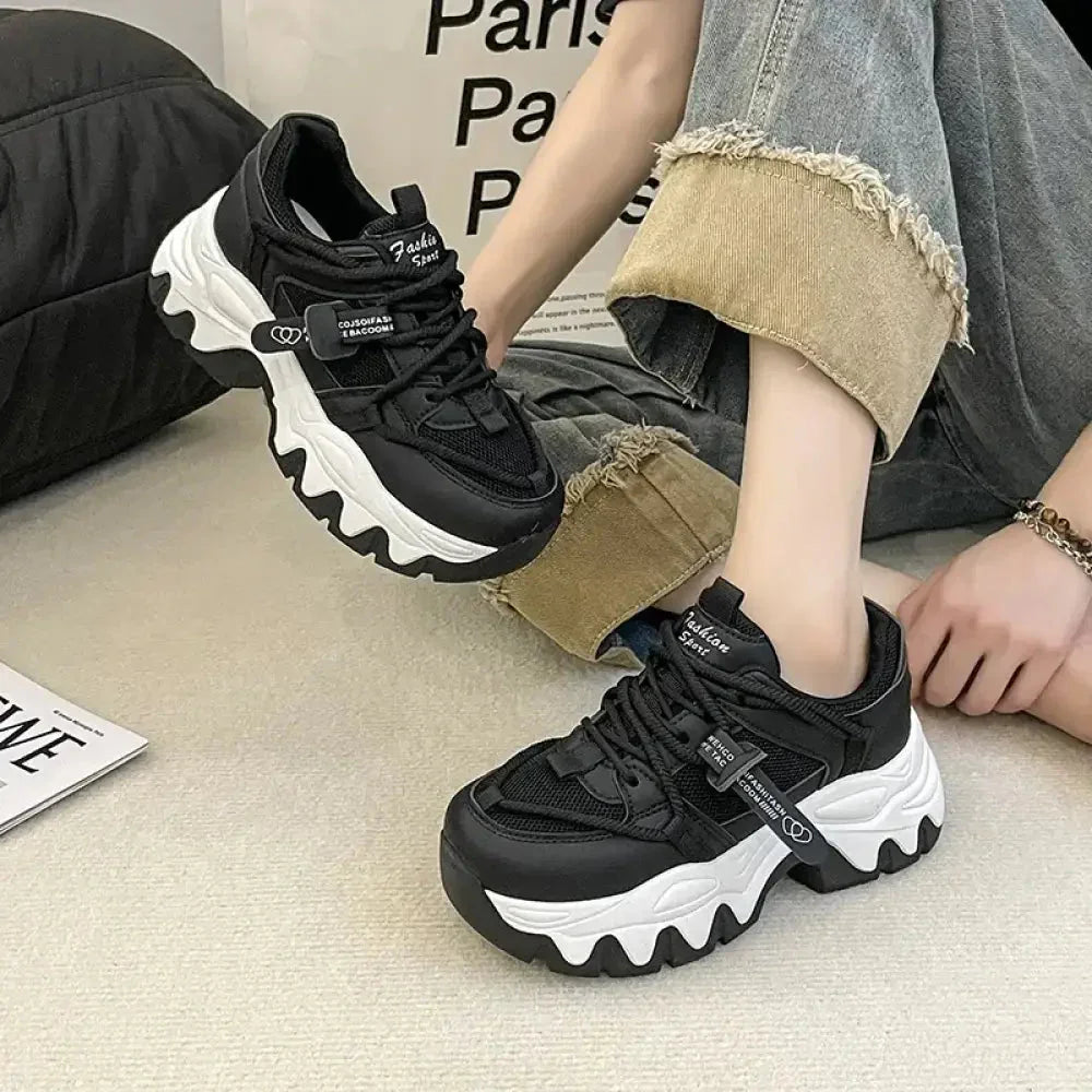 Lace Up Round Toe Platform Athletic Shoes - Update AvenueTrendsi100600110197491100600110197491Lace Up Round Toe Platform Athletic ShoesBlack