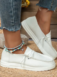 Lace Up Round Toe Slip-Ons