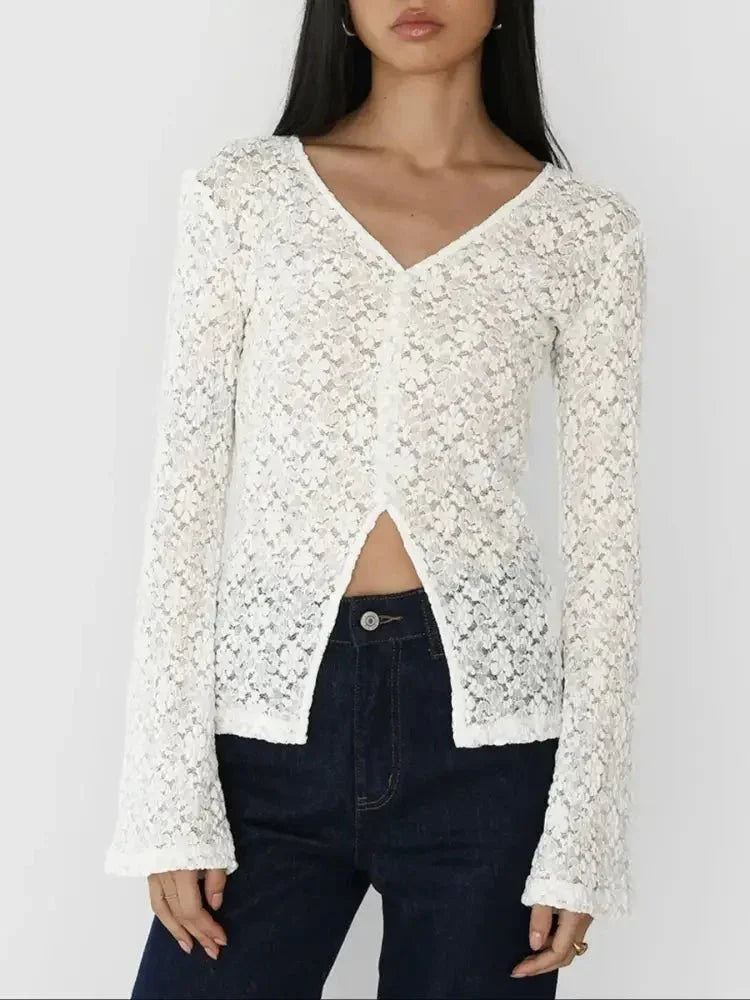 Lace V - Neck Flare Sleeve T-Shirt - Update AvenueT-ShirtsTrendsi10010015147658110010015147658168a1ca05 - dbb9 - 4830 - b6ba - 652111ae88d9 - Max - OriginIvory