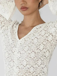 Lace V - Neck Flare Sleeve T-Shirt - Update AvenueT-ShirtsTrendsi100100151476581100100151476581d8318128 - fdb4 - 472f - a78d - b96c255d4b67 - Max - OriginIvory