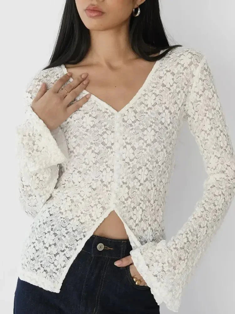 Lace V - Neck Flare Sleeve T-Shirt - Update AvenueT-ShirtsTrendsi100100151476581100100151476581a678a2e0 - 91f8 - 4289 - b461 - d9b23aa34b2d - Max - OriginIvory