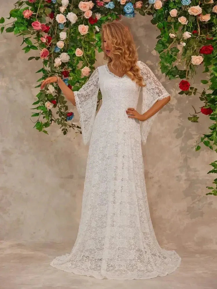 Lace V - Neck Floor length Dress - Update AvenueCocktail DressesTrendsi100100557631739100100557631739Lace V - Neck Floor length DressWhite