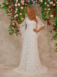 Lace V - Neck Floor length Dress - Update AvenueCocktail DressesTrendsi100100557631739100100557631739Lace V - Neck Floor length DressWhite