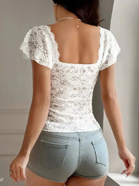 Lace V - Neck Flutter Sleeve Top - Update AvenueT-ShirtsTrendsi10010045333542410010045333542415a5558b - 4dc3 - 4c58 - 85b3 - ecad37826c35 - Max - OriginWhite