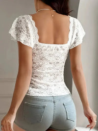 Lace V - Neck Flutter Sleeve Top - Update AvenueT-ShirtsTrendsi1001008449936081001008449936085fd12c91 - cbb1 - 496c - aaa5 - d42074302e46 - Max - OriginWhite