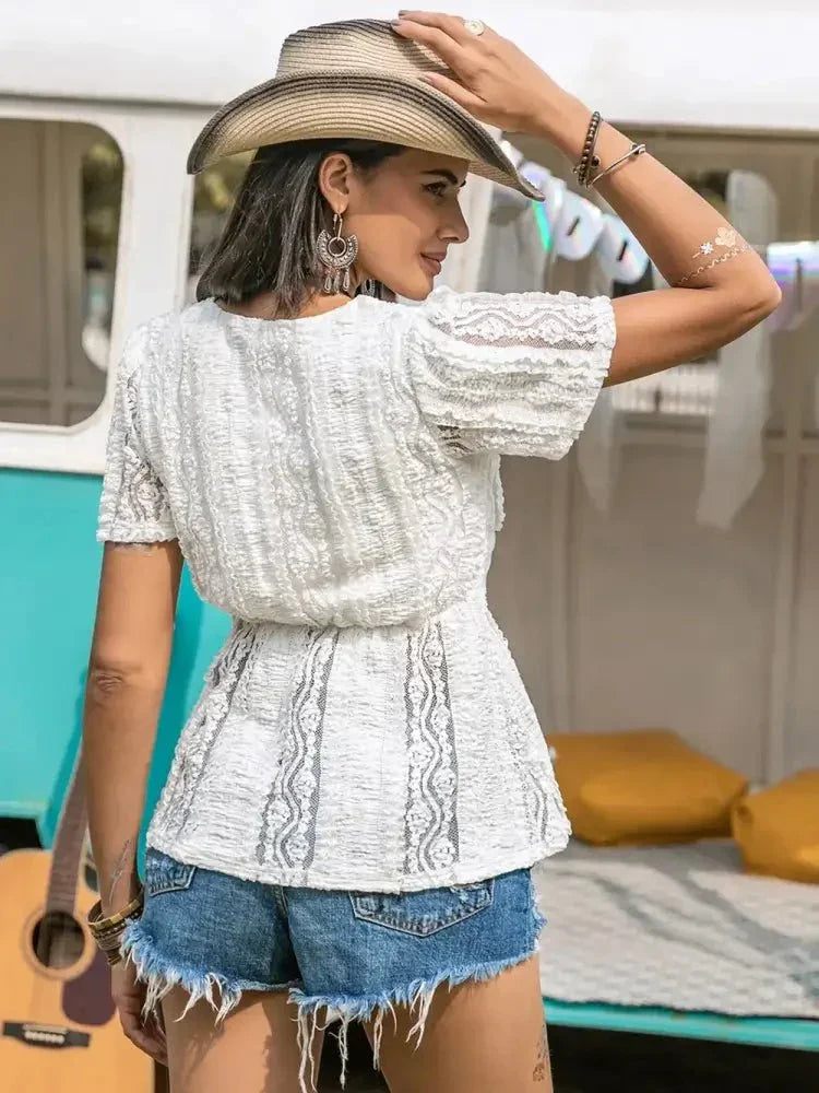 Lace V - Neck Short Sleeve Top - Update AvenueBoho VibesTrendsi10010027714178710010027714178722b1f8da - 9d48 - 4b0d - 9bd5 - f0e0c7ebb5e4 - MaxWhite