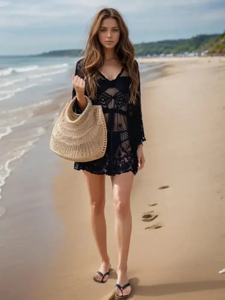 Lace V - Neck Three - Quarter Sleeve Cover Up - Update AvenueTrendsi1001001015316651001001015316658431edf4 - ddd2 - 41b0 - beed - 57215791b744 - MaxBlack