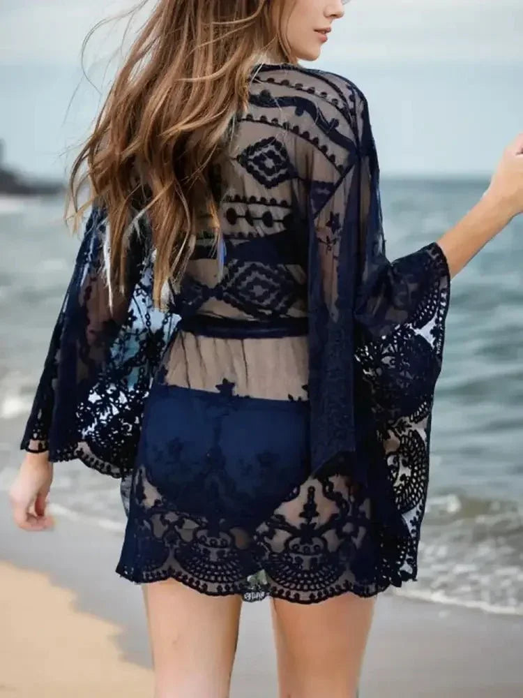 Lace V - Neck Three - Quarter Sleeve Cover Up - Update AvenueTrendsi100100101531665100100101531665ebf63d09 - 09db - 488c - a3e5 - 7033585f162c - MaxBlack