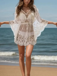 Lace V - Neck Three - Quarter Sleeve Cover Up - Update AvenueTrendsi1001001015345261001001015345265b89fbf4 - 3cbc - 47d2 - 8297 - 35df30a757ea - MaxWhite