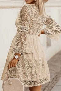 Lace V - Neck Three - Quarter Sleeve Dress - Update AvenueEffortless Elegance: DressesTrendsi1001001106724371001001106724374ea8e381 - a91c - 43fa - 969e - 9832eb570126 - MaxTan