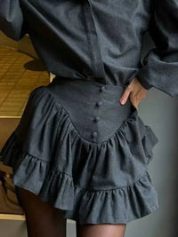 Lantern Sleeve Shirt and Ruffled Skirt Set - Update AvenueTrendsi10010039049752110010039049752136ba45f7 - 7e3b - 42e0 - 9ebb - 7297ece7b65a - MaxDark Gray