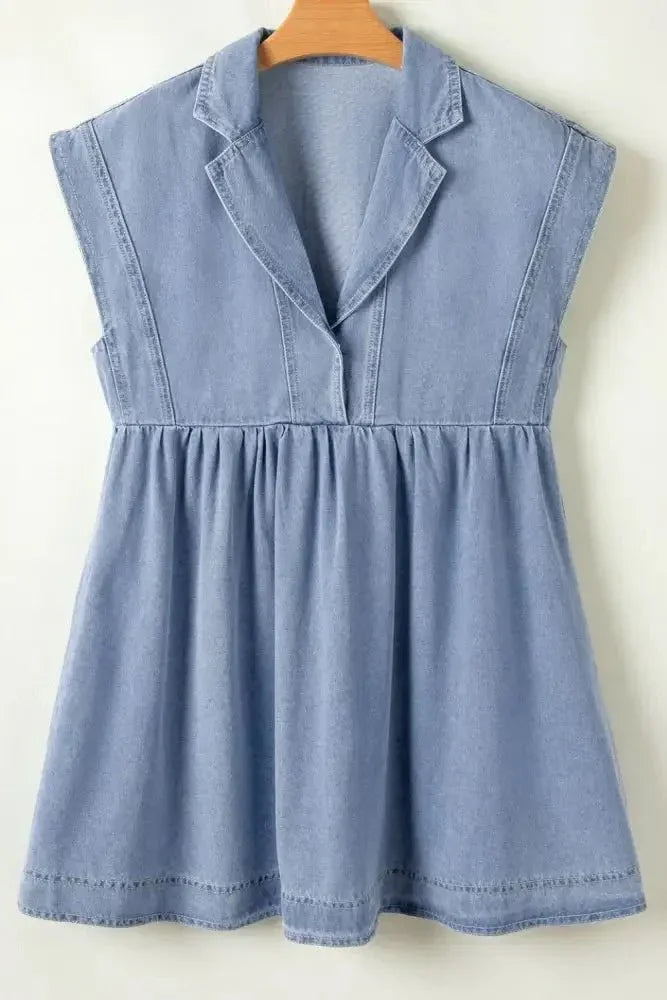 Lapel Neck Cap Sleeve Denim Babydoll Dress - Update AvenueDenim Dresses & SkirtsTrendsi100100315546468100100315546468a0890756 - de2b - 4bee - a3ec - 73b33c38587f - MaxMedium