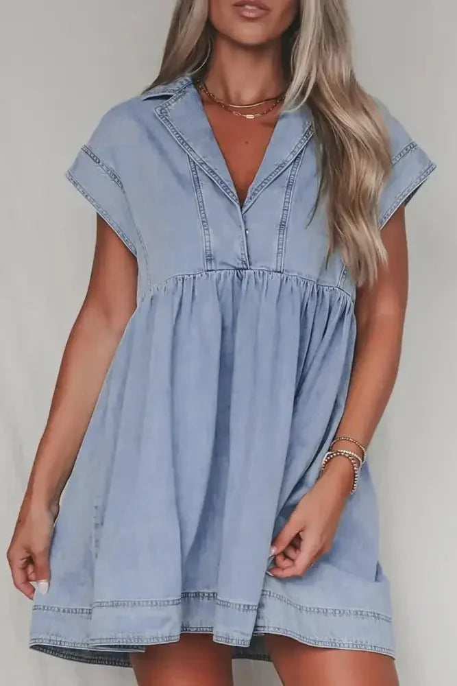 Lapel Neck Cap Sleeve Denim Babydoll Dress - Update AvenueDenim Dresses & SkirtsTrendsi1001003155464681001003155464684ffe5fb8 - 41c0 - 42a0 - ae4c - 7a132b30f83b - MaxMedium