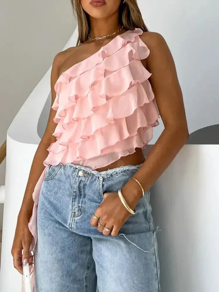 Layered Ruffled One Shoulder Tank - Update AvenueFestival VibesTrendsi100100205371440100100205371440b0893142 - a0b6 - 4f93 - b089 - 983ebc086123 - MaxWatermelon pink