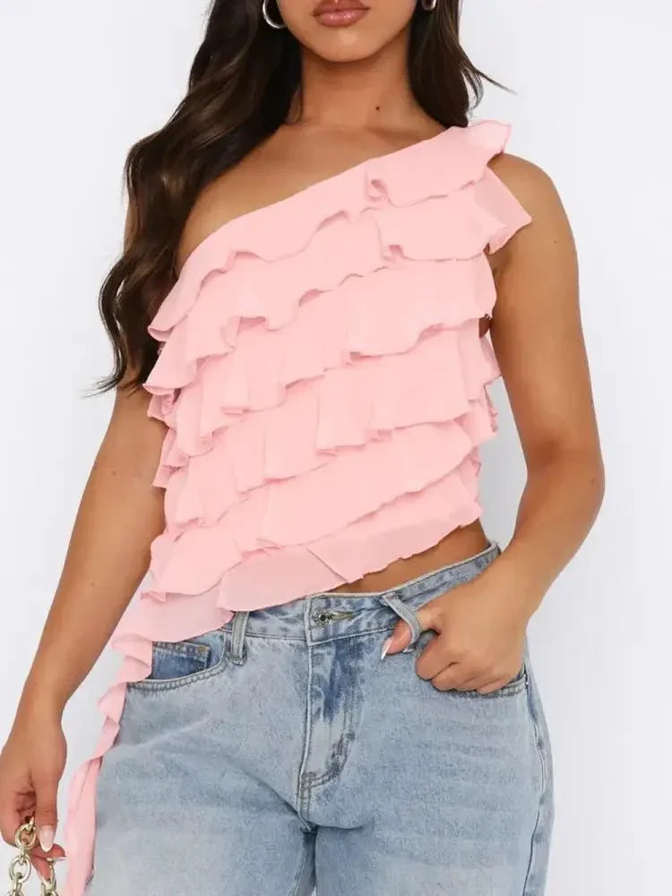 Layered Ruffled One Shoulder Tank - Update AvenueFestival VibesTrendsi1001002053714401001002053714407d8dace1 - a0b7 - 42e8 - ae48 - 2a179fe96f5e - MaxWatermelon pink