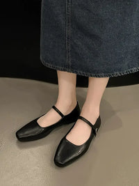 Leather Buckle Mary Jane Loafers