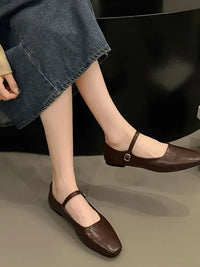 Leather Buckle Mary Jane Loafers