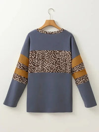Leopard Color Block Long Sleeve Drop Shoulder Top - Update AvenueT-ShirtsTrendsi1001002314180181001002314180185ca286a22f5d446db5aac05e1262c28c - Max - OriginDark Blue