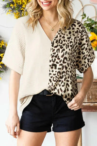 Leopard Color Block V - Neck Blouse - Update AvenueTrendsi1001009730457351001009730457351773696276e449dbb3c14fd541eff679 - MaxPink
