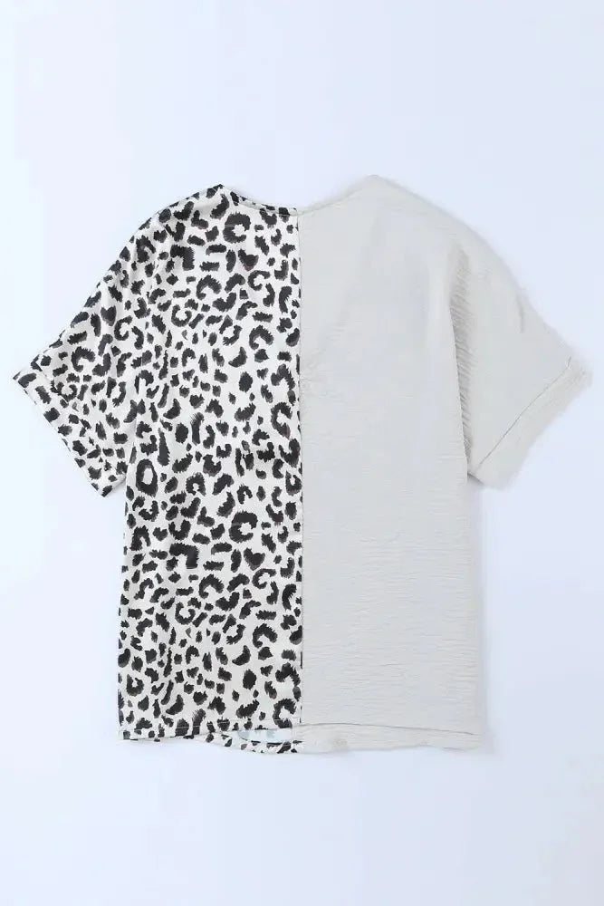 Leopard Color Block V - Neck Blouse - Update AvenueTrendsi100100973045735100100973045735c96554c8eb7b4873b5af3ce1ba6da068 - MaxPink