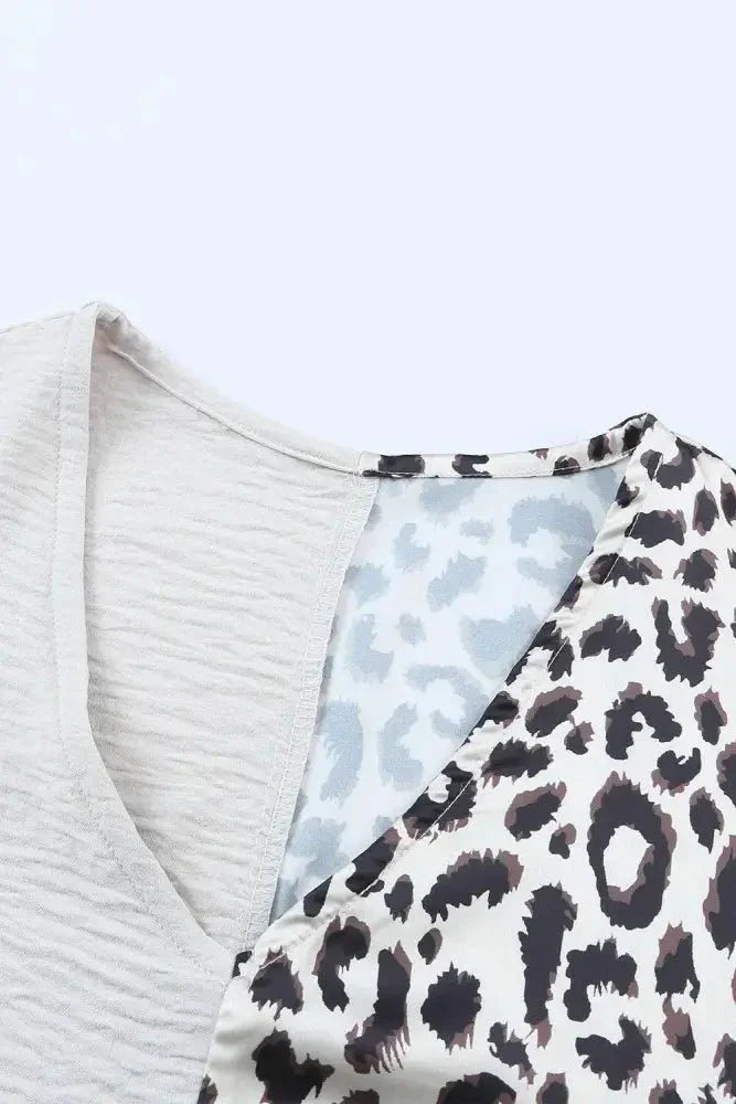 Leopard Color Block V - Neck Blouse - Update AvenueTrendsi10010097304573510010097304573544ddebb5f3ba4f8ebb11861331825884 - MaxPink