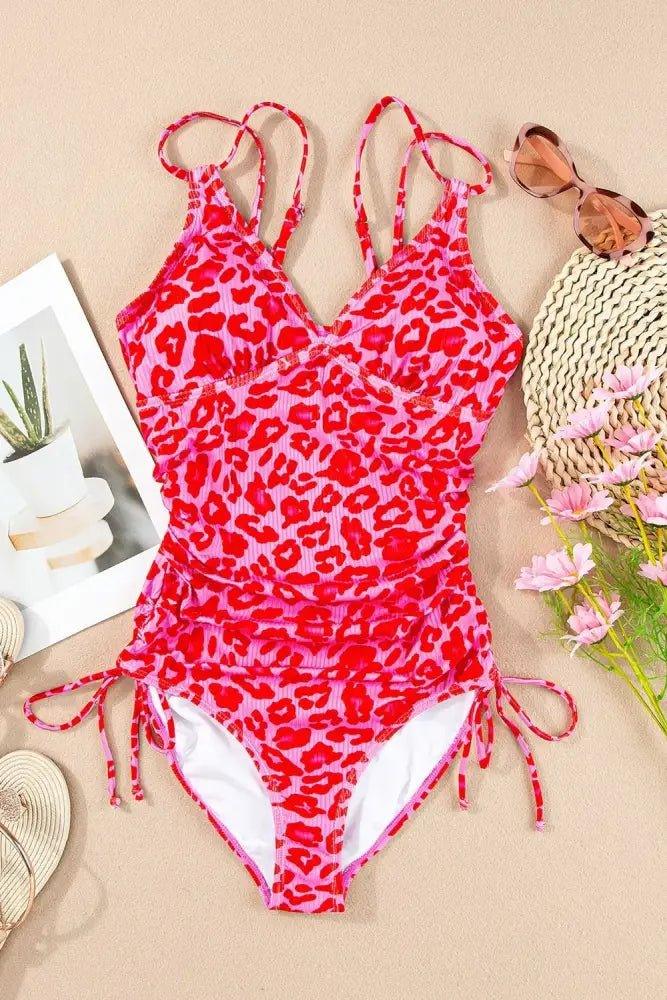 Leopard Cutout Ribbed Side Drawstring One - Piece Swimsuit - Update AvenueTrendsi100100127241672100100127241672db60d31b - b68e - 4418 - ade5 - 13c20702e3be - MaxStrawberry