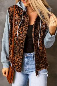 Leopard Distressed Drawstring Hooded Denim Jacket - Update AvenueTrendsi1001008871535291001008871535298a29474105c84bc3b27134e0de7f3e7e - MaxLeopard