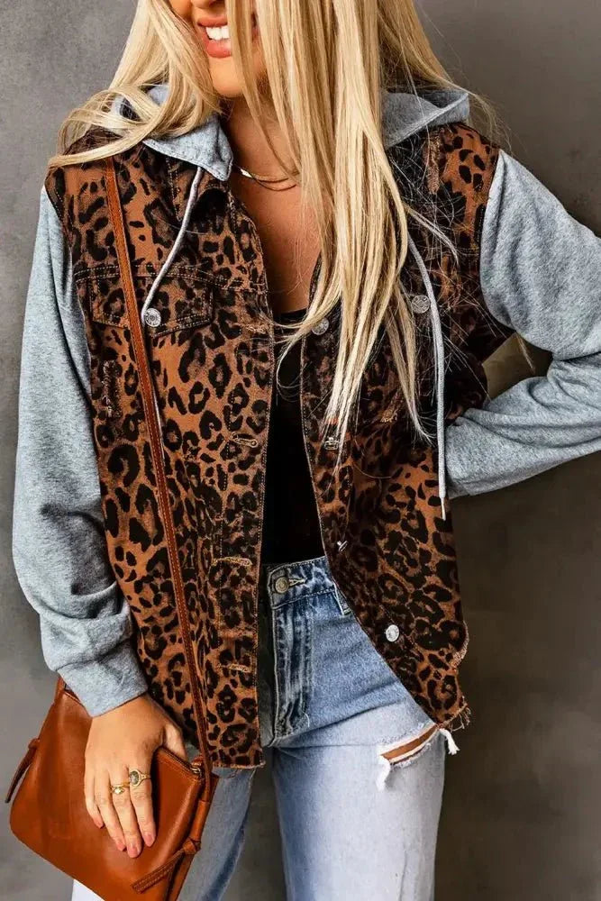 Leopard Distressed Drawstring Hooded Denim Jacket - Update AvenueTrendsi10010088715352910010088715352941d983f98c344a25940e47579eab76f9 - MaxLeopard