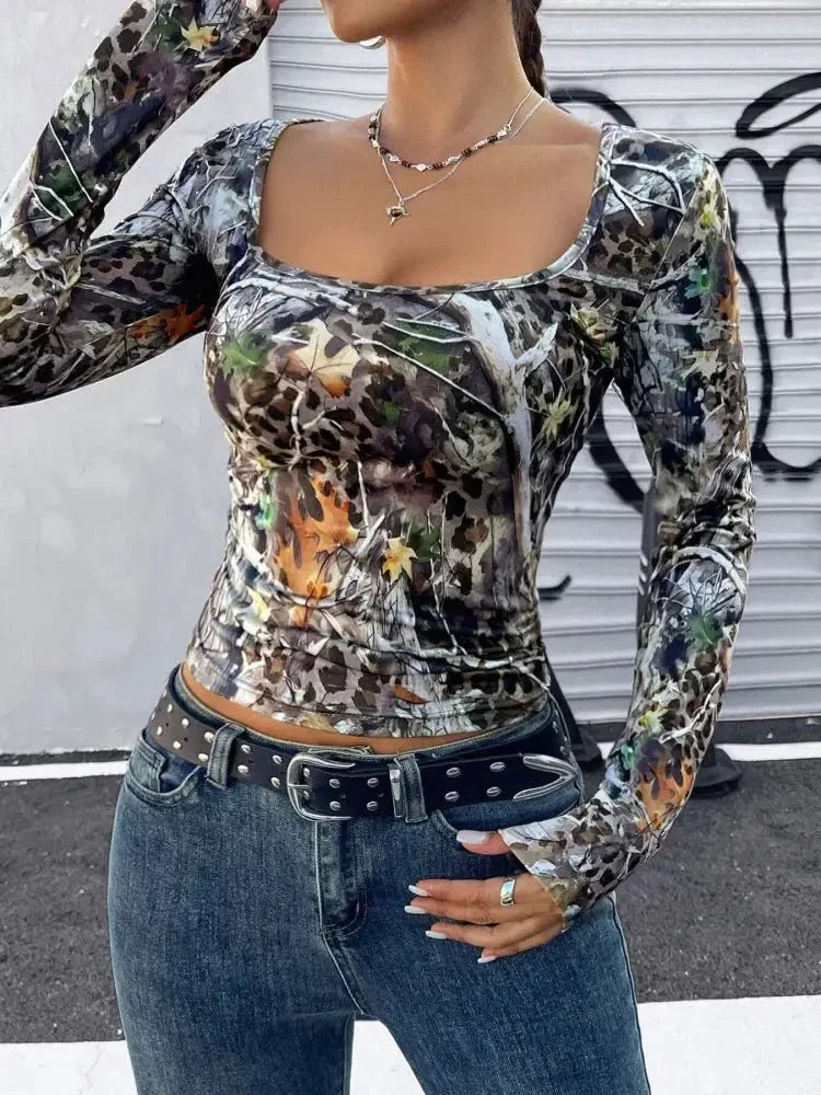 Leopard Long Sleeve Square Neck T-Shirt - Update AvenueT-ShirtsTrendsi10010002852206410010002852206451692aaaa12748d9862407ba871e34d9 - Max - OriginLeopard