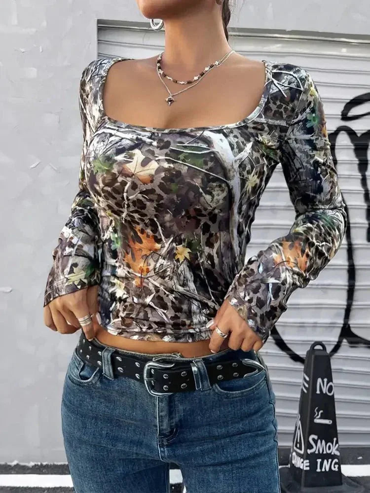 Leopard Long Sleeve Square Neck T-Shirt - Update AvenueT-ShirtsTrendsi100100028522064100100028522064cf3d319655eb472cae3112cce3e18406 - Max - OriginLeopard