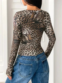 Leopard Print Long Sleeve Fitted T-Shirt - Update AvenueT-ShirtsTrendsi100100083367836100100083367836a7647d246cbe4e7784b794b816ba8675 - Max - OriginCoffee Brown