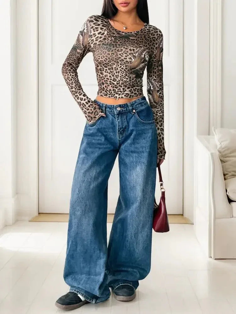 Leopard Print Long Sleeve Fitted T-Shirt - Update AvenueT-ShirtsTrendsi100100083367836100100083367836fa927ca1ae1340939e31387dba659f99 - Max - OriginCoffee Brown