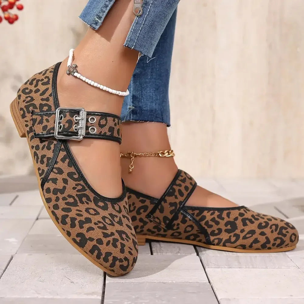 Leopard Print Mary Jane Loafers