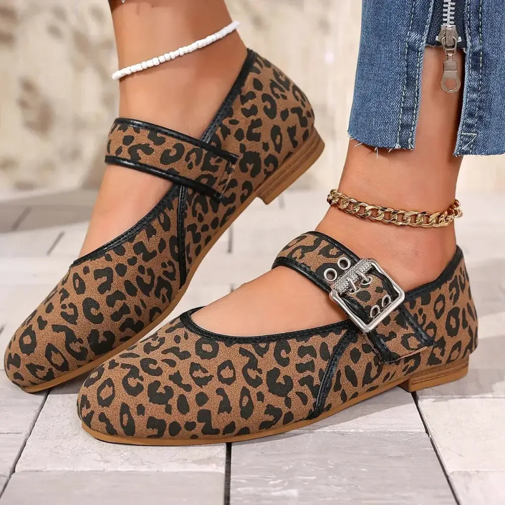 Leopard Print Mary Jane Loafers